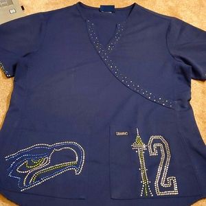Seahawks sz sm scrub top by Sanibel scrubs